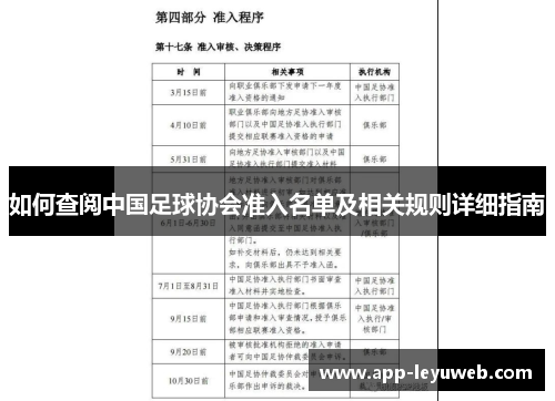 如何查阅中国足球协会准入名单及相关规则详细指南